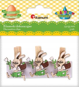 Titanum Klamerki drewniane z dekorem naturalne 3szt 1