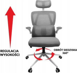 Krzesło biurowe kontrast Fotel biurowy ergonomiczny obrotowy regulowany szary 9