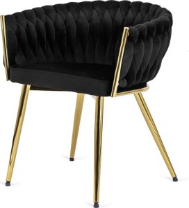 Lugano Krzesło tapicerowane Lugano TRECCIA BLACK VELVET GOLD 1