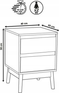 5five Szafka nocna ABANA, 2 szuflady, 40 x 40 x 56 cm 3