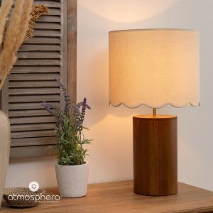 Lampa stołowa Atmosphera Lampa stołowa z białym abażurem VANIA, drewniana podstawa, Ø 28 cm 2