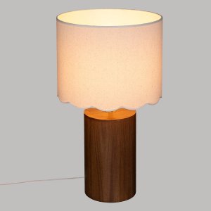 Lampa stołowa Atmosphera Lampa stołowa z białym abażurem VANIA, drewniana podstawa, Ø 28 cm 4