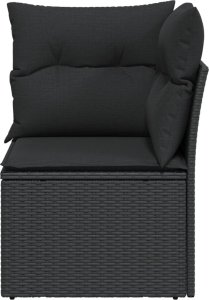 vidaXL Narożny moduł sofy z poduszkami, czarny, polirattan 4