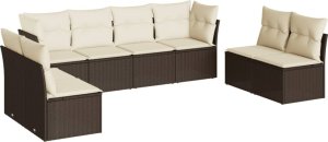 vidaXL 8-cz. zestaw wypoczynkowy do ogrodu, z poduszkami, brązowy 2