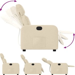 vidaXL Fotel rozkładany, kremowy, obity tkaniną 4