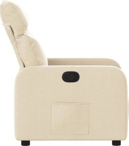 vidaXL Fotel rozkładany, kremowy, obity tkaniną 7