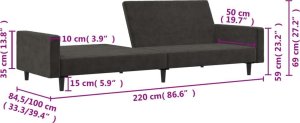 vidaXL 2-osobowa kanapa, ciemnoszara, tapicerowana aksamitem 11