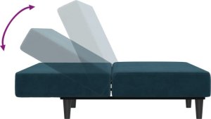 vidaXL 2-osobowa kanapa, niebieska, tapicerowana aksamitem 6