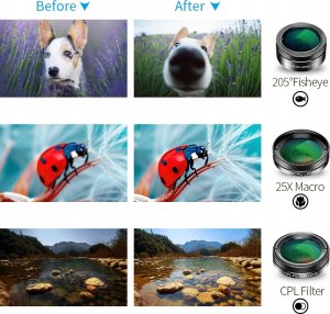 Apexel Zestaw obiektywów do telefonu APEXEL APL-DG6V2 6w1 uniwersalne 3
