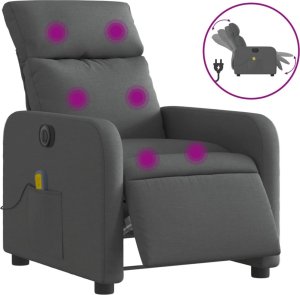 vidaXL vidaXL Rozkładany fotel masujący, elektryczny, ciemnoszary, tkanina 2