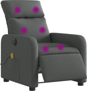 vidaXL vidaXL Rozkładany fotel masujący, elektryczny, ciemnoszary, tkanina 3