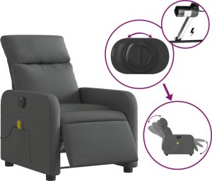 vidaXL vidaXL Rozkładany fotel masujący, elektryczny, ciemnoszary, tkanina 6