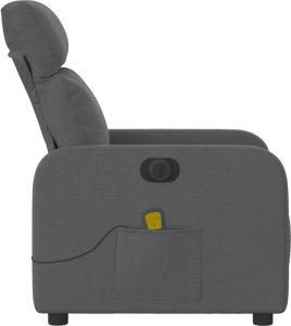 vidaXL vidaXL Rozkładany fotel masujący, elektryczny, ciemnoszary, tkanina 10