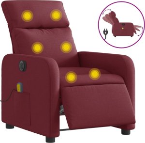 vidaXL vidaXL Rozkładany fotel masujący, elektryczny, winna czerwień, tkanina 2