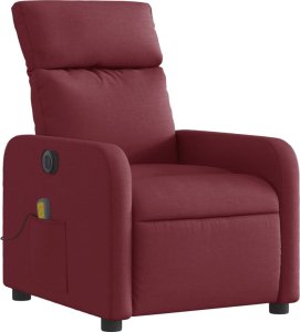 vidaXL vidaXL Rozkładany fotel masujący, elektryczny, winna czerwień, tkanina 4