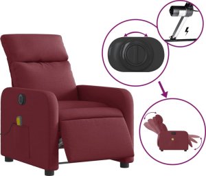 vidaXL vidaXL Rozkładany fotel masujący, elektryczny, winna czerwień, tkanina 6