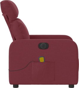 vidaXL vidaXL Rozkładany fotel masujący, elektryczny, winna czerwień, tkanina 10