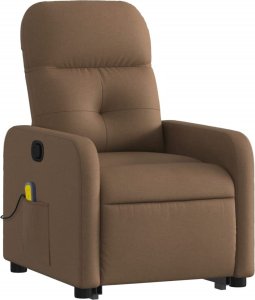 vidaXL vidaXL Podnoszony fotel masujący, rozkładany, brązowy, obity tkaniną 3