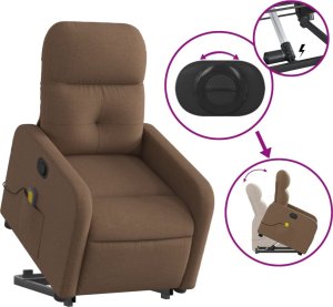 vidaXL vidaXL Podnoszony fotel masujący, rozkładany, brązowy, obity tkaniną 5