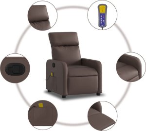 vidaXL Rozkładany fotel masujący, brązowy, obity sztuczną skórą 6