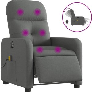 vidaXL vidaXL Rozkładany fotel masujący, elektryczny, ciemnoszary, tkanina 2