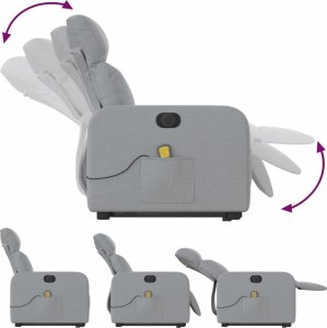 vidaXL vidaXL Podnoszony fotel masujący, elektryczny, rozkładany, jasnoszary 7