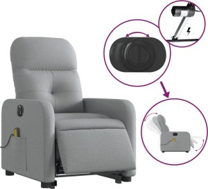 vidaXL vidaXL Podnoszony fotel masujący, elektryczny, rozkładany, jasnoszary 4