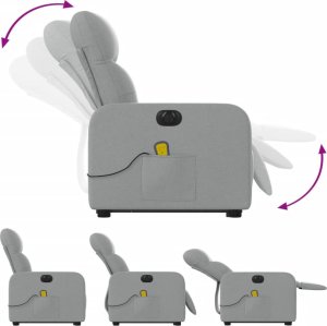 vidaXL vidaXL Podnoszony fotel masujący, elektryczny, rozkładany, jasnoszary 5