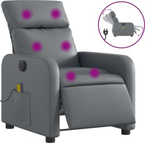 vidaXL Rozkładany fotel masujący, elektryczny, szary, sztuczna skóra 2