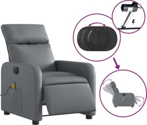 vidaXL Rozkładany fotel masujący, elektryczny, szary, sztuczna skóra 6