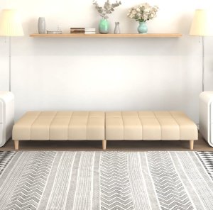 vidaXL vidaXL Rozkładana kanapa 2-osobowa, kremowa, tapicerowana tkaniną 3
