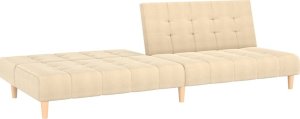 vidaXL vidaXL Rozkładana kanapa 2-osobowa, kremowa, tapicerowana tkaniną 5