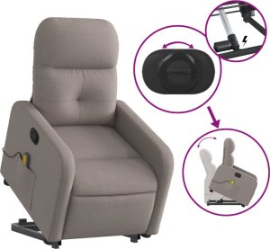 vidaXL vidaXL Podnoszony fotel masujący, rozkładany, kolor taupe, tkanina 5