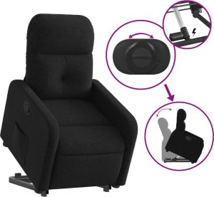 vidaXL vidaXL Podnoszony fotel rozkładany, czarny, obity tkaniną 5