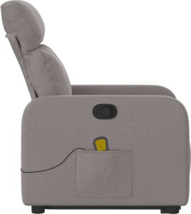 vidaXL vidaXL Podnoszony fotel masujący, rozkładany, kolor taupe, tkanina 10