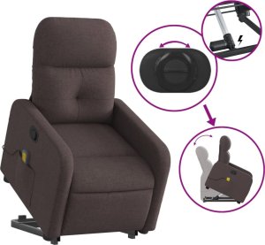 vidaXL vidaXL Podnoszony fotel masujący, rozkładany, ciemnobrązowy, tkanina 5