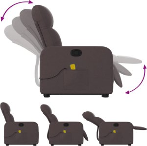 vidaXL vidaXL Podnoszony fotel masujący, rozkładany, ciemnobrązowy, tkanina 6