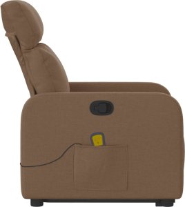 vidaXL vidaXL Podnoszony fotel masujący, rozkładany, brązowy, obity tkaniną 10