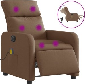 vidaXL Rozkładany fotel masujący, elektryczny, brązowy, tkanina 2