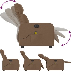 vidaXL Rozkładany fotel masujący, elektryczny, brązowy, tkanina 7