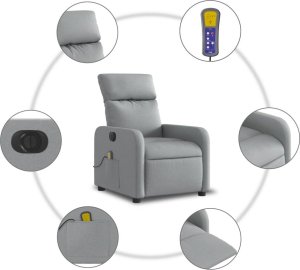 Triton Rozkładany fotel masujący, elektryczny, jasnoszary, tkanina 8