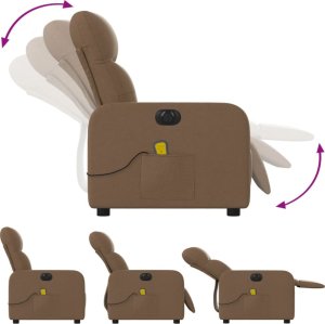Triton Rozkładany fotel masujący, elektryczny, brązowy, tkanina 6