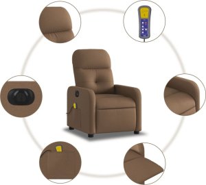 Triton Rozkładany fotel masujący, elektryczny, brązowy, tkanina 7