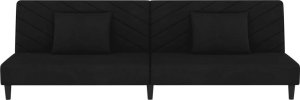 vidaXL 2-osobowa kanapa, 2 poduszki, czarna, aksamitna 5