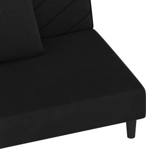 vidaXL 2-osobowa kanapa, 2 poduszki, czarna, aksamitna 9