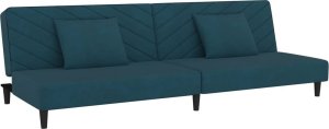 vidaXL 2-osobowa kanapa, 2 poduszki, niebieska, aksamitna 2