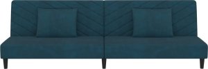 vidaXL 2-osobowa kanapa, 2 poduszki, niebieska, aksamitna 5