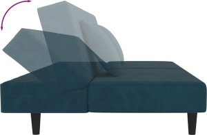 vidaXL 2-osobowa kanapa, 2 poduszki, niebieska, aksamitna 7