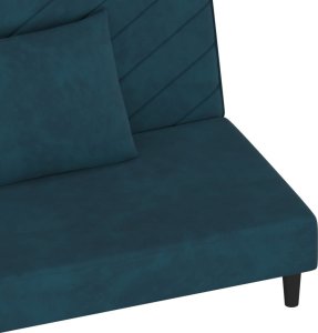 vidaXL 2-osobowa kanapa, 2 poduszki, niebieska, aksamitna 9