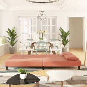 vidaXL 2-osobowa kanapa, 2 poduszki, różowa, aksamitna 3